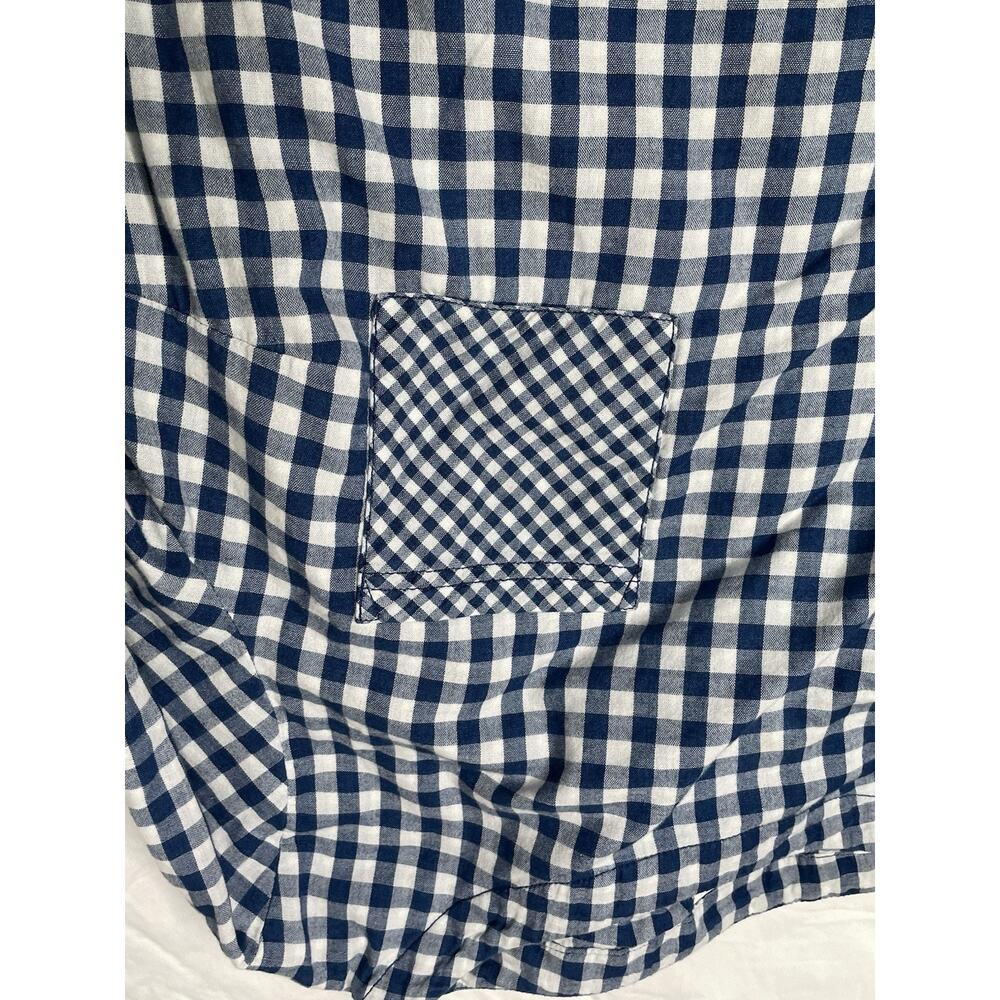 J Jill XL Blue White Gingham Check Cotton Blouse Boat Neck Button Front Cottagec - Picture 12 of 13